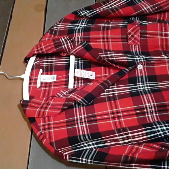 NWOT Victoria's Secret Xl Plaid Long Sleeve Button Down Top W/ Matching pants - Picture 6 of 16